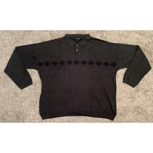 Cambridge Classics Men's Sweater Size XXL Gray Long Sleeve Collar Buttons